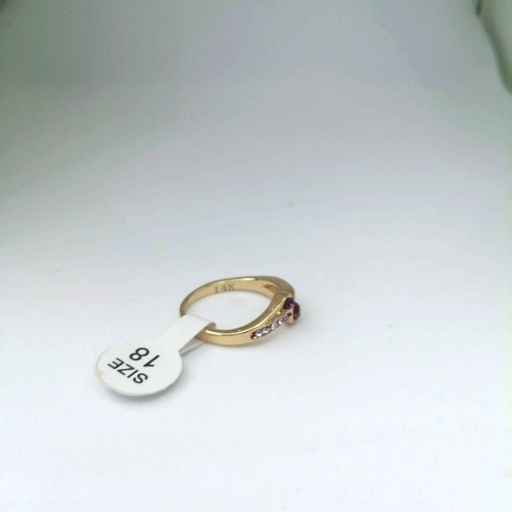 14k Real Gold Plated Ring Gem Black - Picture 2 of 7